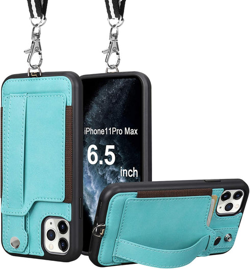 TOOVREN Phone Cover for iPhone 11 Pro Max Wallet Case with Card Holder PU Leather Kickstand Fits iPhone 11 Pro Max Case with Strap Stand Adjustabl...